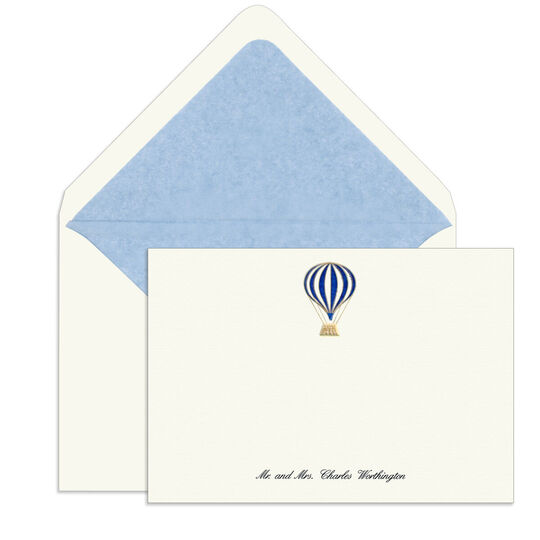 Hot Air Balloon Engraved Motif Flat Note Cards